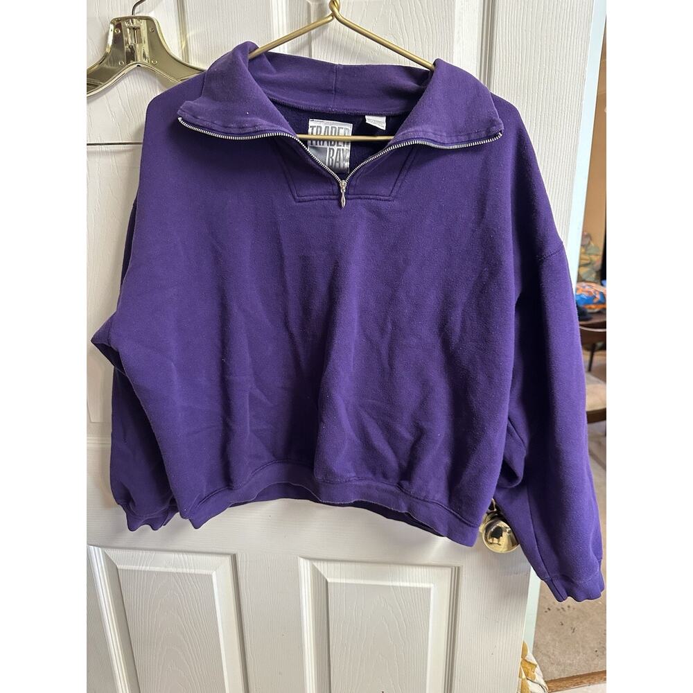 Lot 2 Y2k 90s Sweatshirt Lg Purple Sweater Pullover Crewneck Crop Oversized 50w